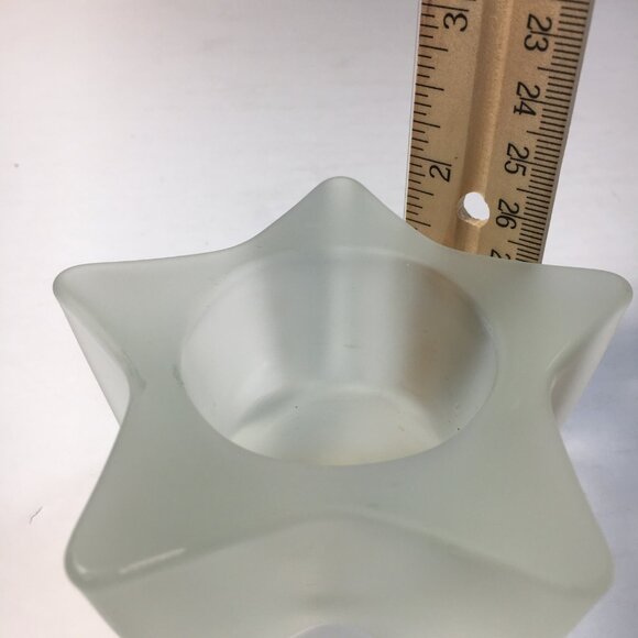 Ikea 2 Star Shaped Frosted Glass Candle Tea Light Holders 1.5" High 3" Diameter - Picture 7 of 7